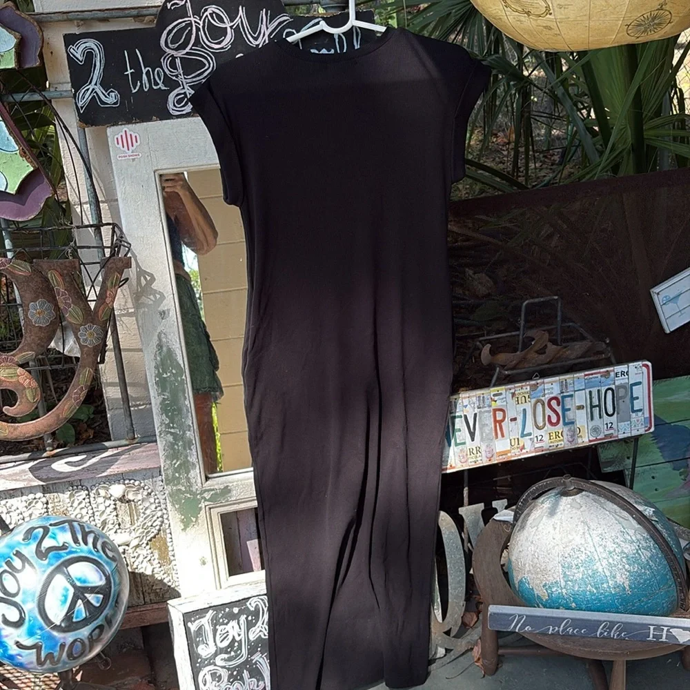 Miou Muse Brown Ribbed Maxi Bodycon Style Dress - Picture 4 of 4